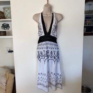 WUWATU white rayon halter dress/L(runs small)